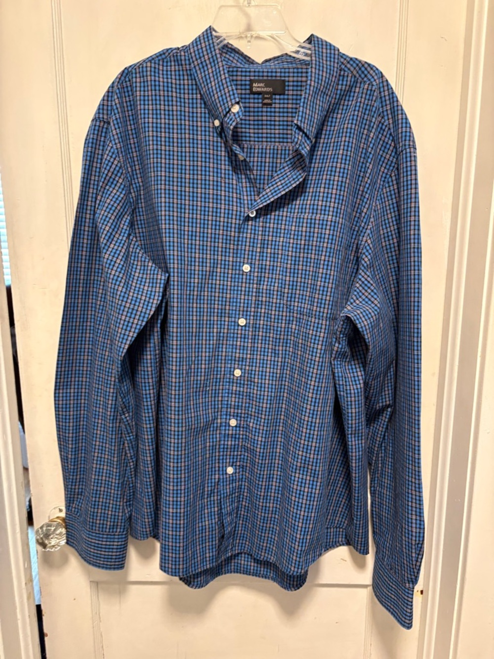 Marc Edward’s Blue Plaid Button-Down Shirt 3XLT